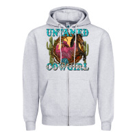 Heather Grey untamed cowgirl Zipper Hoodie - NancyCooperArtShop