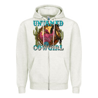 Oatmeal Heather untamed cowgirl Zipper Hoodie - NancyCooperArtShop