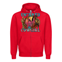 Red untamed cowgirl Zipper Hoodie - NancyCooperArtShop
