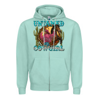 Seafoam untamed cowgirl Zipper Hoodie - NancyCooperArtShop