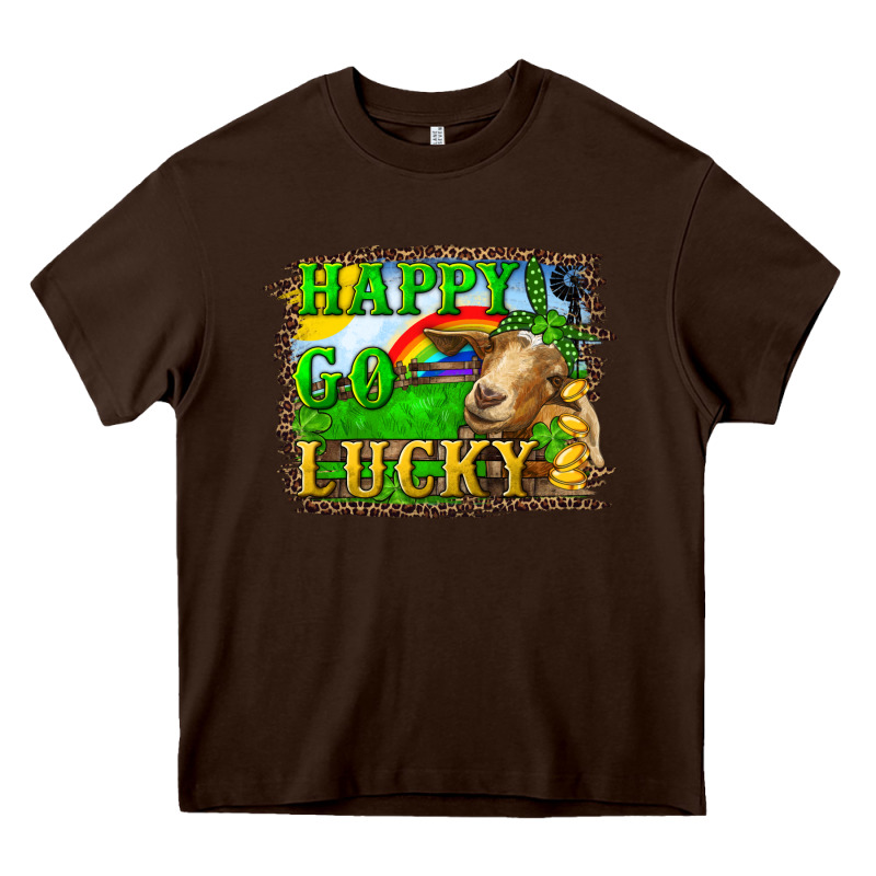 Happy Go Lucky Goat Heavy Core Tee by RanaPortraitStore | Teevron