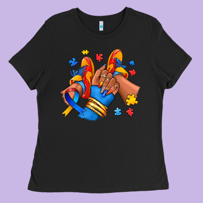 Ladies Tee Autism afro girl sneakers