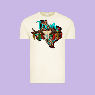 Bullskull Texas Map Vintage Tee Designed By Jahusdesignshop
