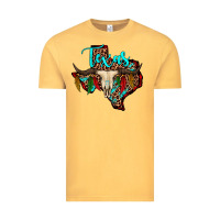 Vintage Mustard bullskull texas map Vintage Tee - JahusDesignShop