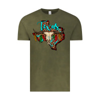 Vintage Olive bullskull texas map Vintage Tee - JahusDesignShop