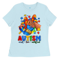 Baby Blue Autism accept love understand afro girl sneakers Ladies Tee - RanaPortraitStore