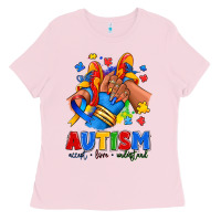 Bubblegum Pink Autism accept love understand afro girl sneakers Ladies Tee - RanaPortraitStore