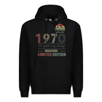 Black Vintage 1970 Limited Edition 50 Years Of Being Awe Premium Hoodie - Bettercallsaul