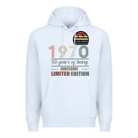 White Vintage 1970 Limited Edition 50 Years Of Being Awe Premium Hoodie - Bettercallsaul