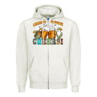 Oatmeal Heather western cheers with ghosts Zipper Hoodie - NancyCooperArtShop