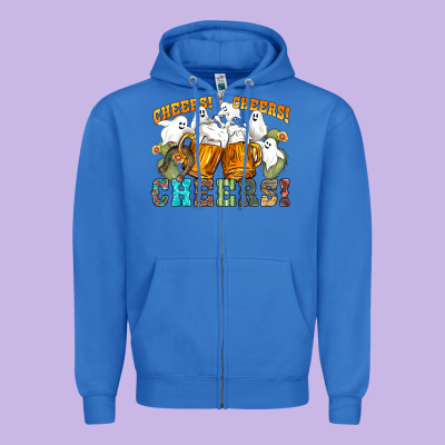 Western Cheers With Ghosts Zipper Hoodie Designed By Nancycooperartshop