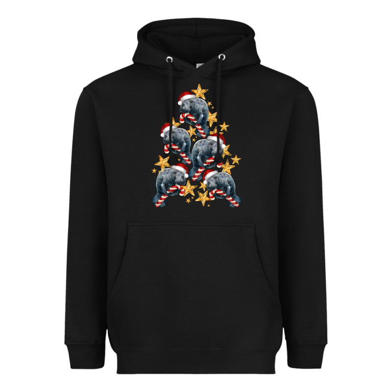 Christmas Tree With Manatee Heavyweight Hoodie by LillyAllenDesigns | Teevron