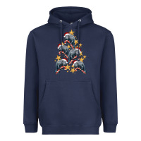 Navy Christmas Tree With Manatee Heavyweight Hoodie - LillyAllenDesigns