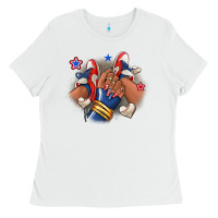 White Baseball afro girl sneakers Ladies Tee - RanaPortraitStore