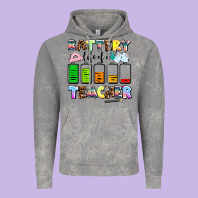 Battery Life Of A Teacher Vintage Hoodie Designed By Adodesignshop