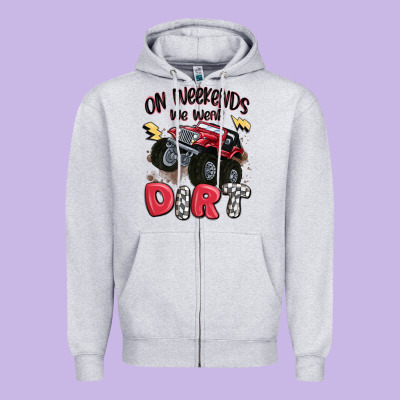 On Weekends We Wear Dirt Zipper Hoodie Designed By Maliassmallbusiness