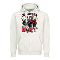 Oatmeal Heather on weekends we wear dirt Zipper Hoodie - MaliasSmallBusiness