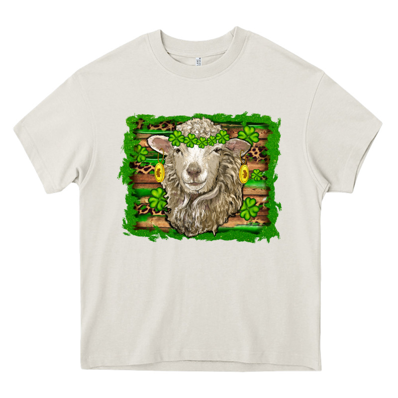 St Patricks Day Sheep Shamrock Gold  Serape Leopard Glitter Heavy Core Tee by Artiststas | Teevron