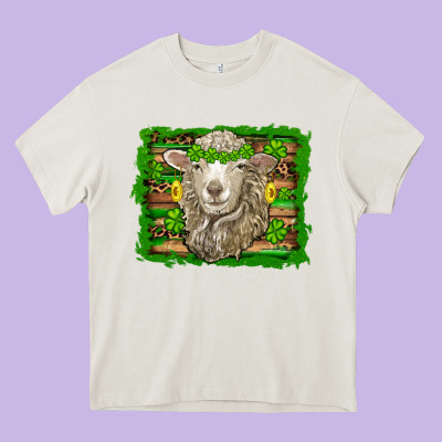 St Patricks Day Sheep Shamrock Gold  Serape Leopard Glitter Heavy Core Tee Designed By Artiststas