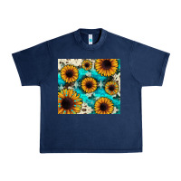 Navy gemstone sunflower Urban Heavy Tee - JahusDesignShop