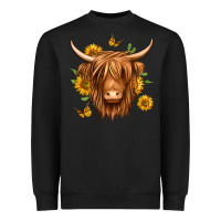 Black sunflowers long haired cow Heavyweight Sweatshirt - Jasminsmagicworld