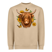 Mushroom sunflowers long haired cow Heavyweight Sweatshirt - Jasminsmagicworld