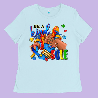 Ladies Tee Be a kind sole Autism afro girl sneakers