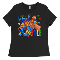 Black Be a kind sole Autism afro girl sneakers Ladies Tee - RanaPortraitStore