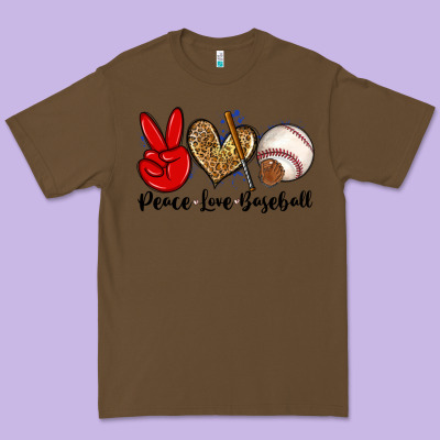 Peace Love Baseball Premium Tee Designed By Zillion Design Studio