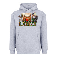 Heather Grey all the jingle ladies christmas cows Heavyweight Hoodie - LillyAllenDesigns
