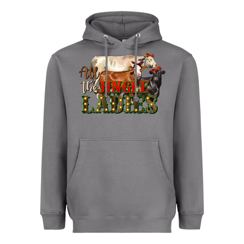All The Jingle Ladies Christmas Cows Heavyweight Hoodie by LillyAllenDesigns | Teevron
