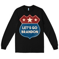 Black Let's Go Brandon Shield Patch Long Sleeve Tee - Jasminsmagicworld