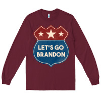 Burgundy Let's Go Brandon Shield Patch Long Sleeve Tee - Jasminsmagicworld