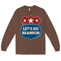 Chestnut Let's Go Brandon Shield Patch Long Sleeve Tee - Jasminsmagicworld