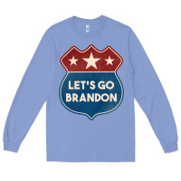 Colony Blue Let's Go Brandon Shield Patch Long Sleeve Tee - Jasminsmagicworld