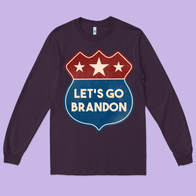 Let's Go Brandon Shield Patch Long Sleeve Tee Designed By Jasminsmagicworld
