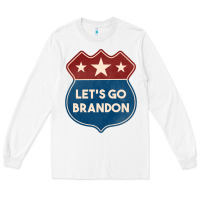 White Let's Go Brandon Shield Patch Long Sleeve Tee - Jasminsmagicworld
