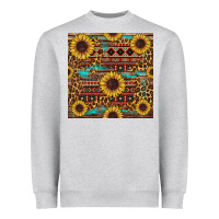 Heather Grey sunflower and leopard seamless pattern Heavyweight Sweatshirt - BundleAndBundleShop