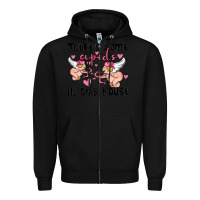 Black there's some cupid's in this house Zipper Hoodie - MaliasSmallBusiness