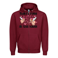 Burgundy there's some cupid's in this house Zipper Hoodie - MaliasSmallBusiness