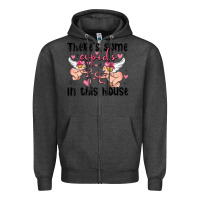 Charcoal Heather there's some cupid's in this house Zipper Hoodie - MaliasSmallBusiness