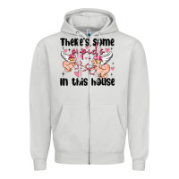 Dove Grey there's some cupid's in this house Zipper Hoodie - MaliasSmallBusiness