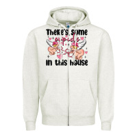 Oatmeal Heather there's some cupid's in this house Zipper Hoodie - MaliasSmallBusiness