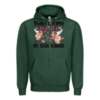 Sports Green there's some cupid's in this house Zipper Hoodie - MaliasSmallBusiness