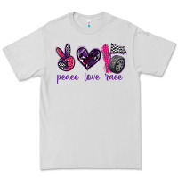 Dove Grey peace love race Premium Tee - texasbilliewilder