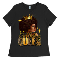 Black Birthday queen afro girl Ladies Tee - RanaPortraitStore