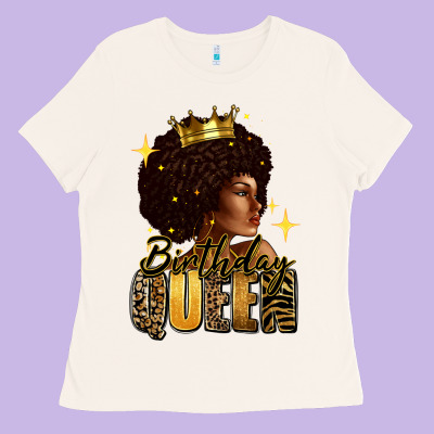Ladies Tee Birthday queen afro girl
