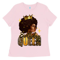 Bubblegum Pink Birthday queen afro girl Ladies Tee - RanaPortraitStore