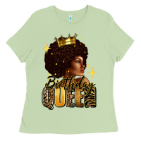 Matcha Birthday queen afro girl Ladies Tee - RanaPortraitStore