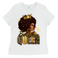 White Birthday queen afro girl Ladies Tee - RanaPortraitStore